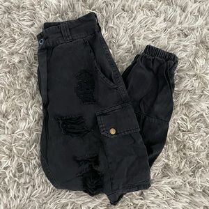 LF CARMAR Distressed Denim Crop Joggers
